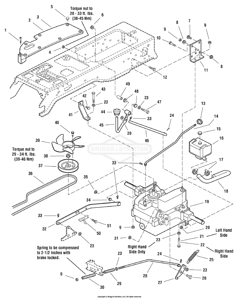 Transmission Group Diagram and Parts List for 107250070 (2691088-00)(2012) Briggs and Stratton Lawn Tractor